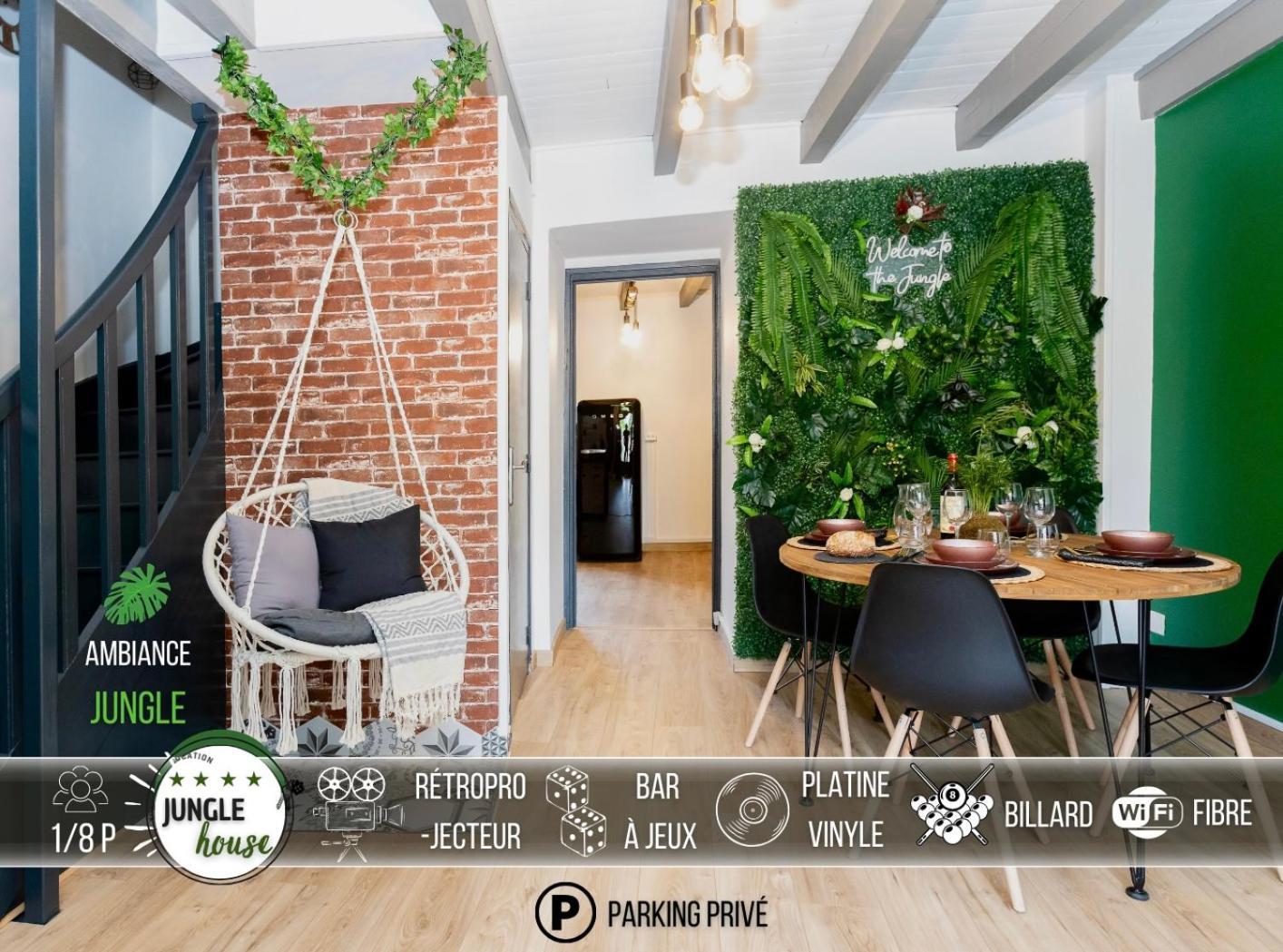 Maison "Jungle House" 90 M2 Billard, Retroprojecteur, Bar A Jeux , Vinyle, Wifi Fibre, Ideal Pro & Famille A Montbrison Exterior foto